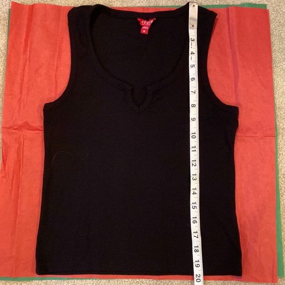 Black Guess Tank Top with notched out V at bottom of neck curve - Picture 5 of 6